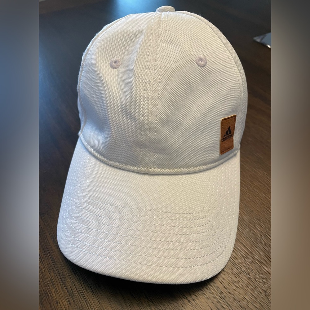 Adidas White Cap with Brown Logo Patch